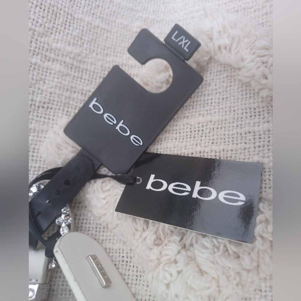 bebe White Studded Logo Crossbody Belt Bag - Picture 3 of 8
